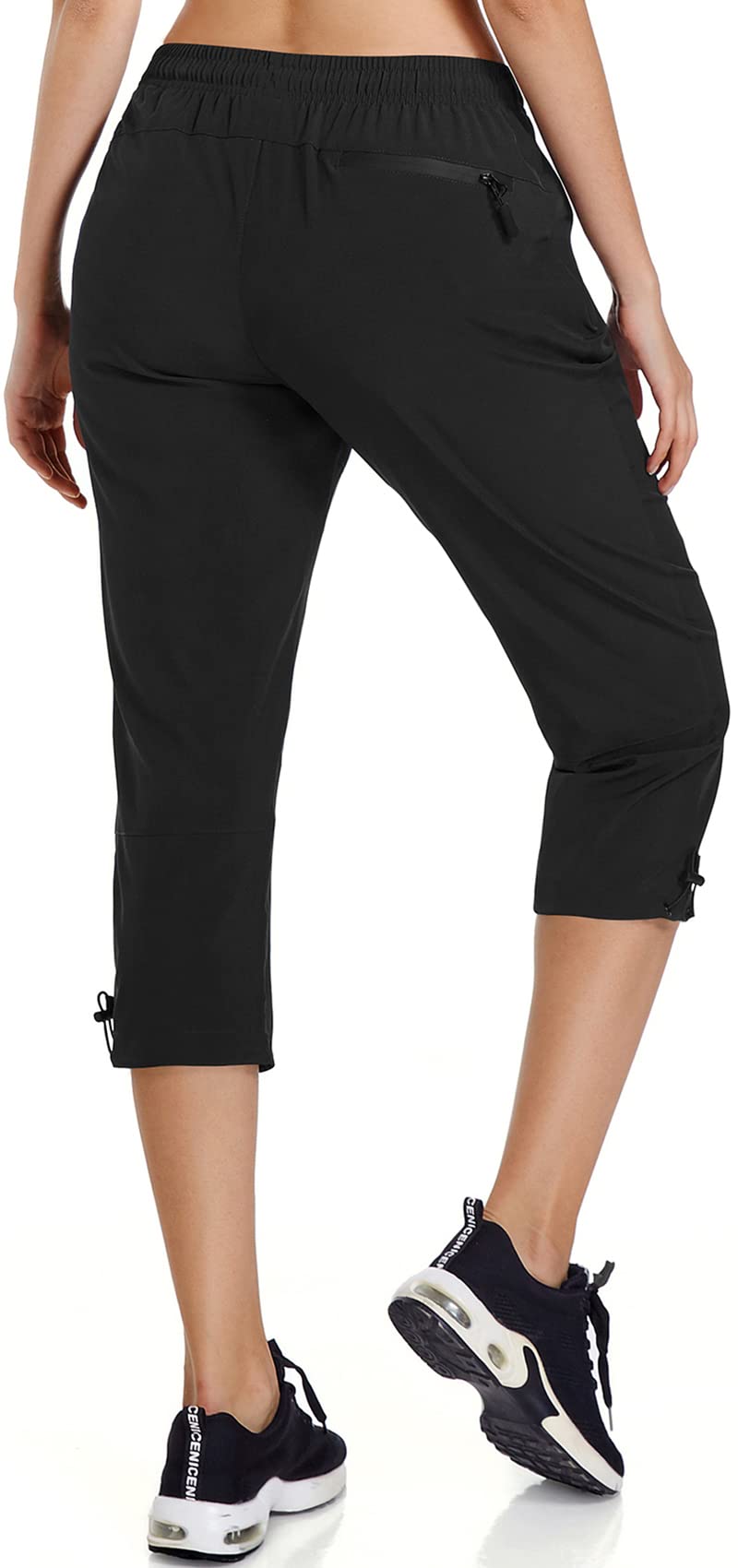 Ksmien Women's Lightweight Hiking Capri Pants Quick Dry Workout Cargo Capris Water Resistant UPF 50+ Zipped Pockets - Image 3